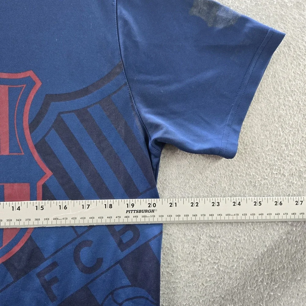 FC Barcelona Men Shirt S Blue Graphic Print Team Crest Logo Short Sleeve‎